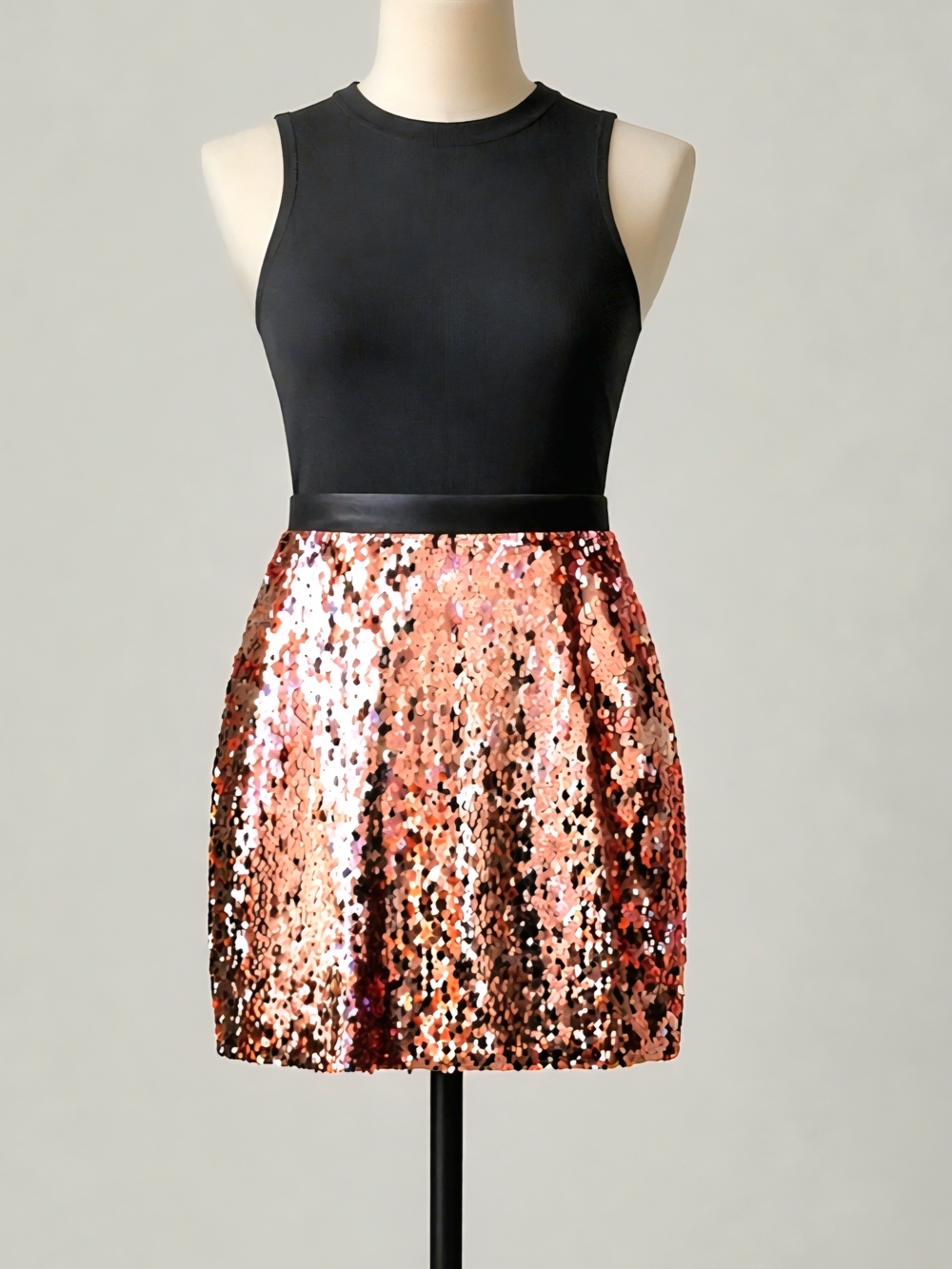 Topshop Rose Gold Sequin Mini Skirt